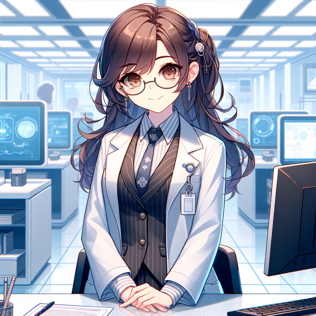 Anime-style Professor Waiting to Receive a Report